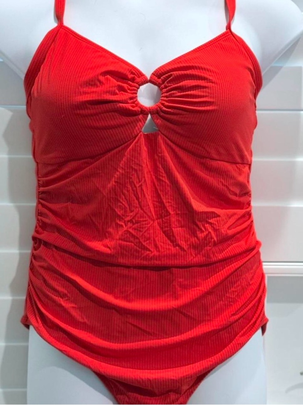 PLUS SIZE NWOT Red Ribbed Ruched One-Piece Swimsuit Size XXL